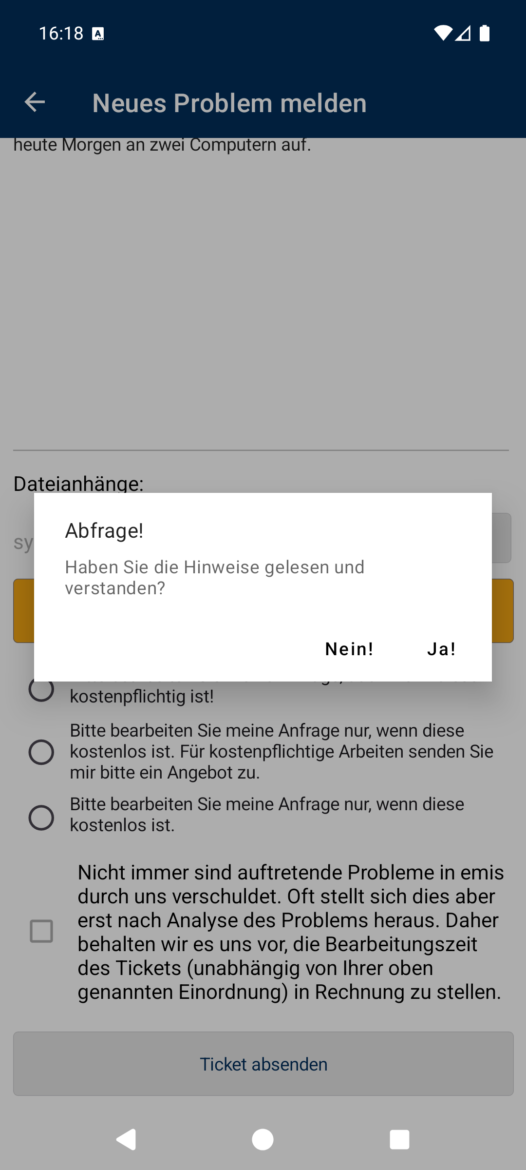 Hinweise bestätigen
