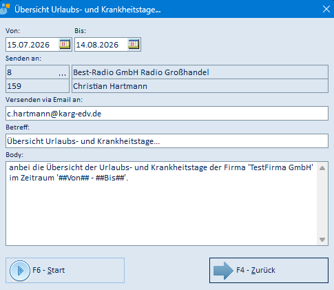 Übersicht Urlaubs- und Krankheitstage