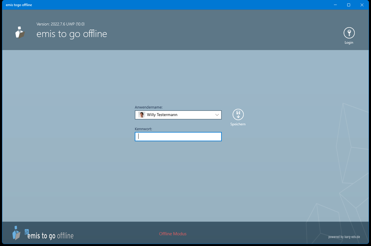 Anmeldung in emis to go offline