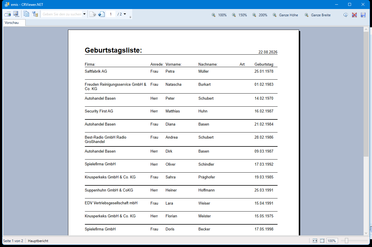 Geburtstagsliste