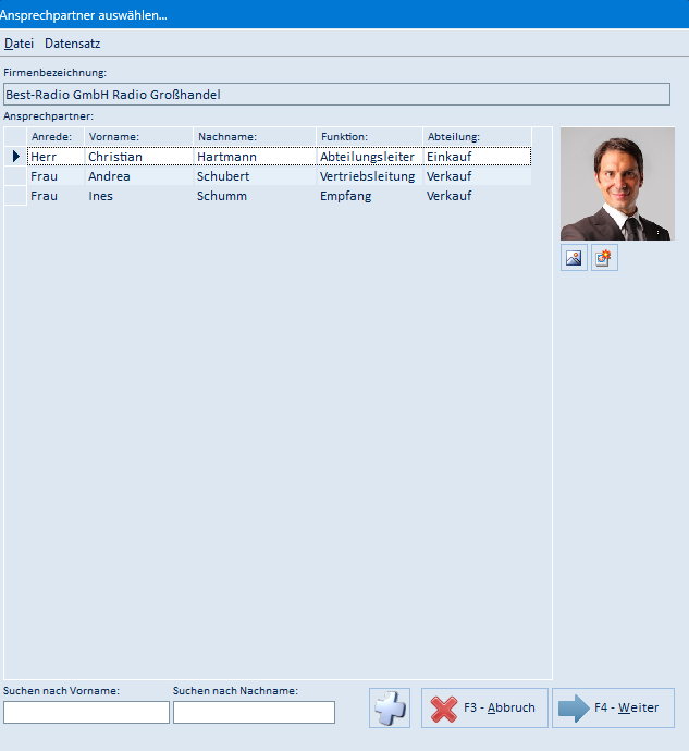 Ansprechpartner auswählen