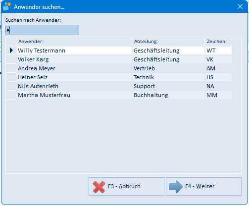 Anwender suchen