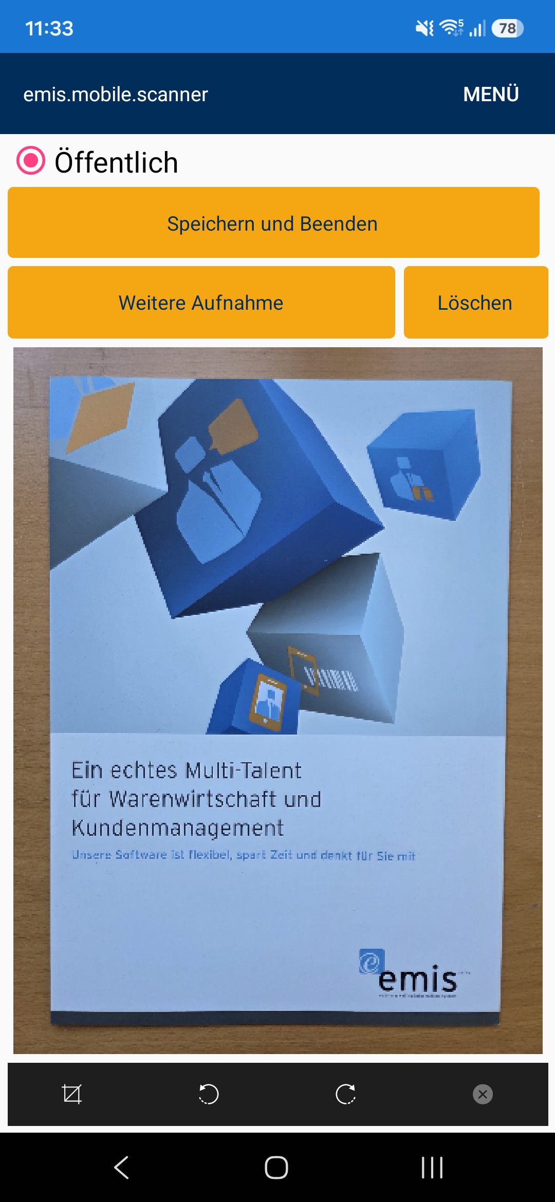 Hauptmaske bei Anforderung aus emis