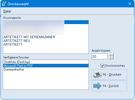 Druckauswahl