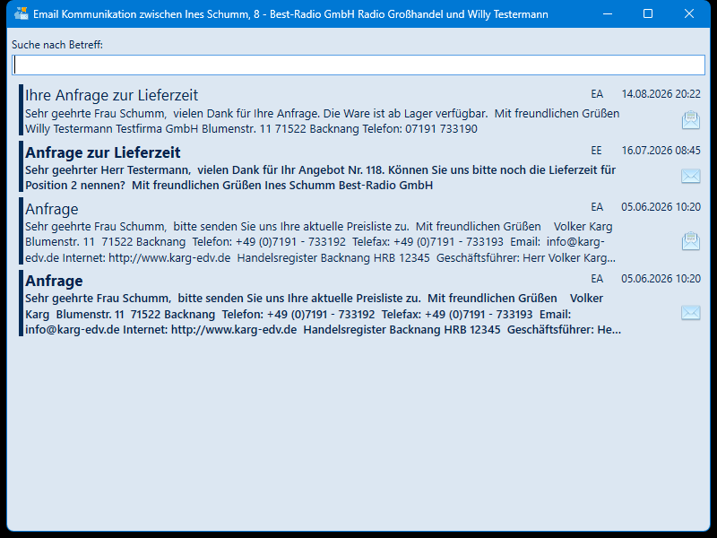 Emails zum ASP