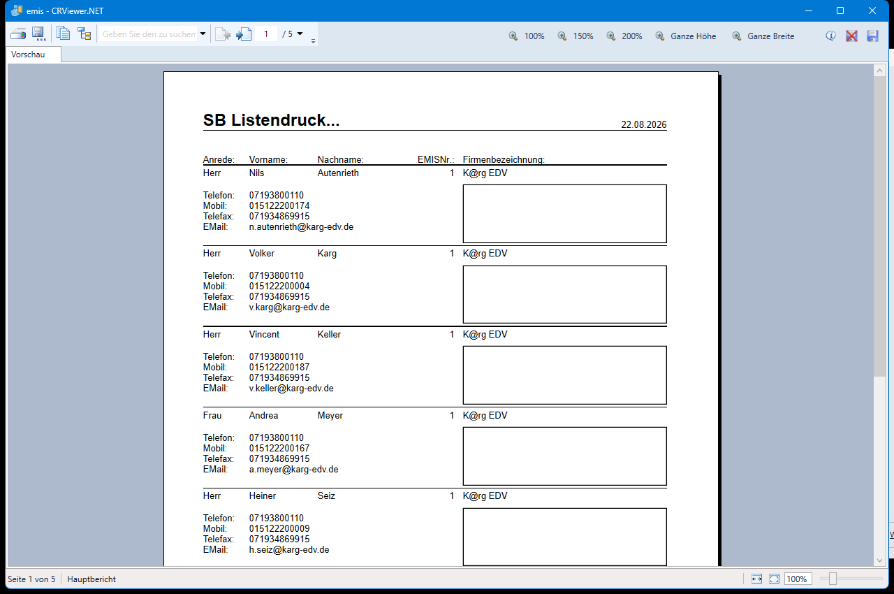 Serienschreiben: Liste drucken