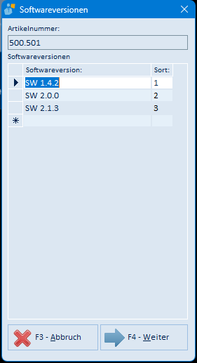 Softwareversionen
