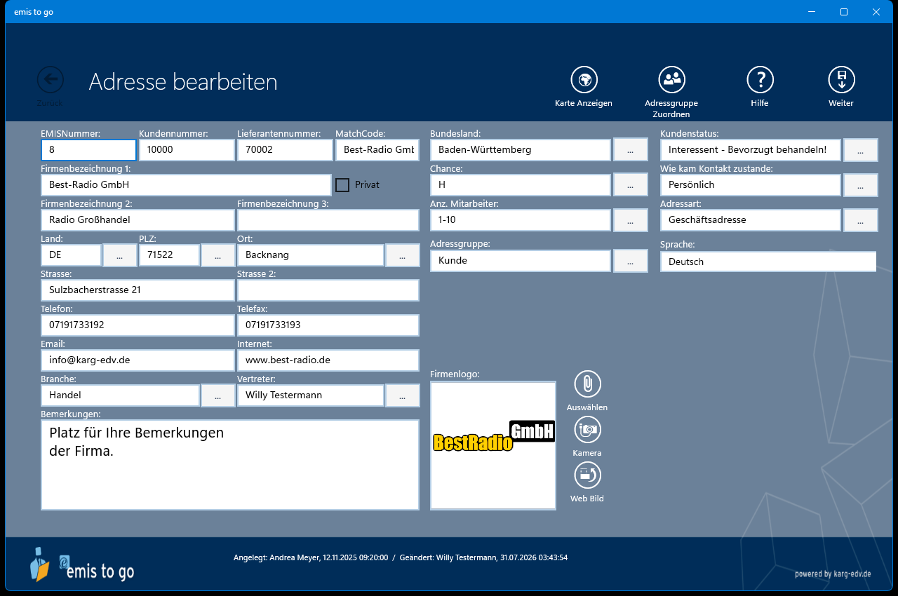 Adresse bearbeiten
