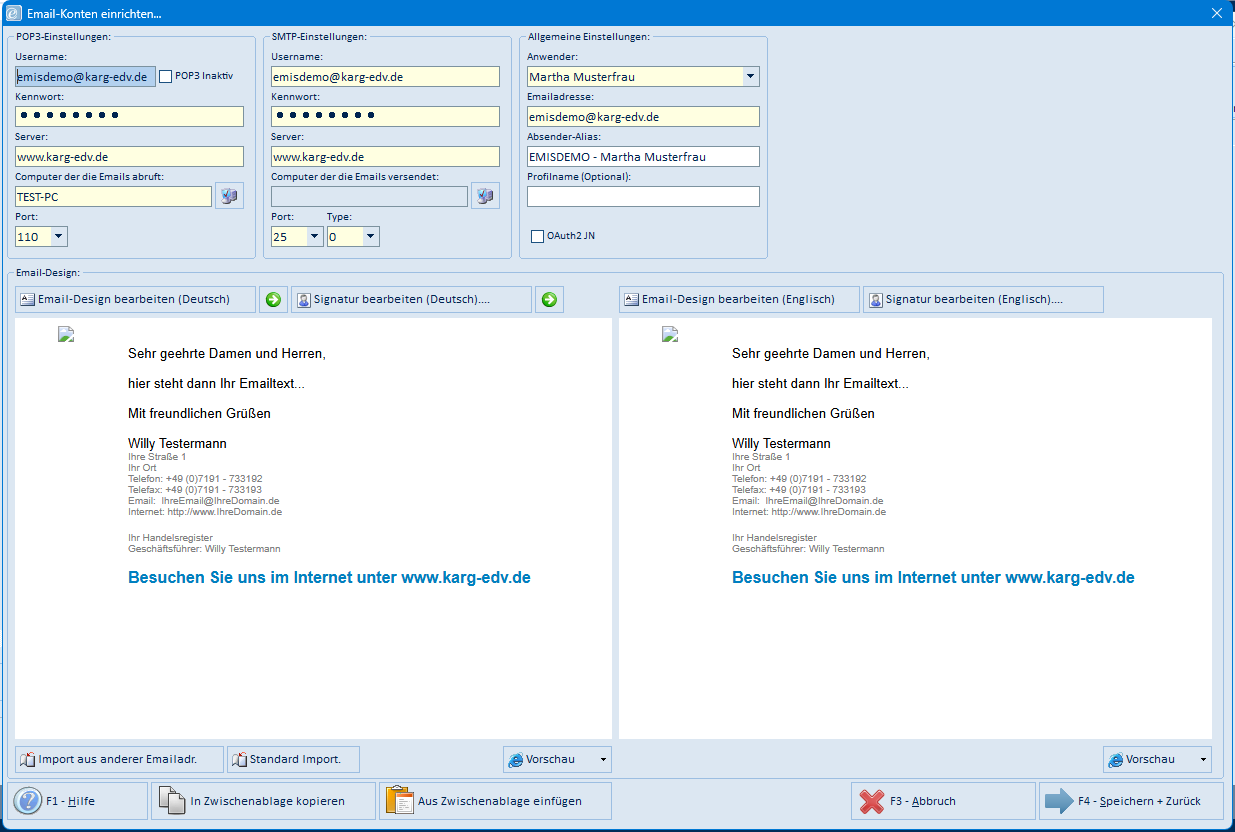 E-Mail-Konto bearbeiten