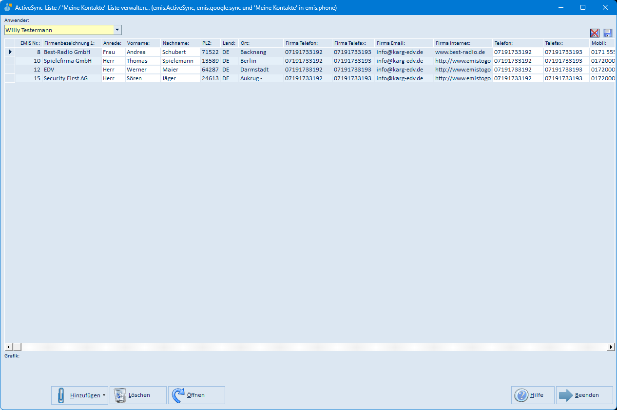 ActiveSync-Liste