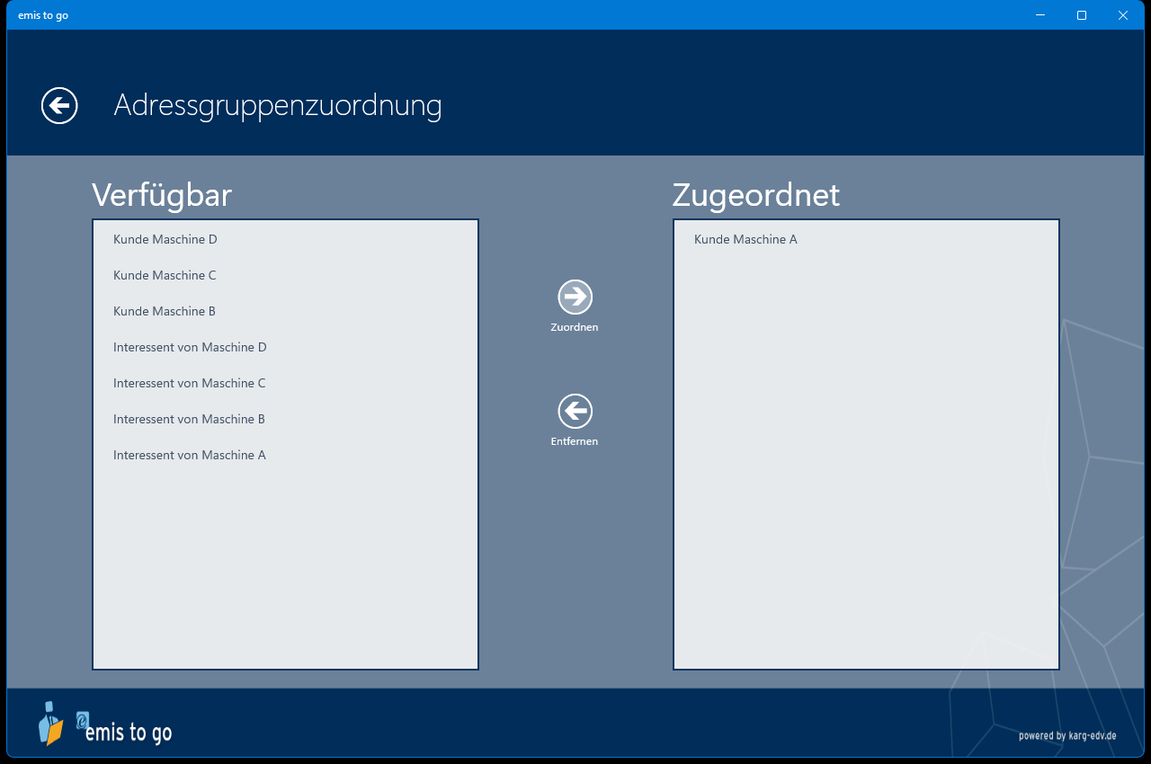 Adressgruppenzuordnung
