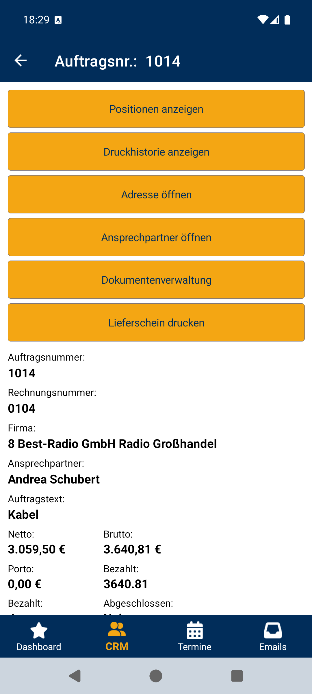 Auftrag – Details