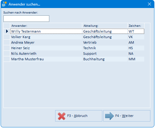 Anwender suchen