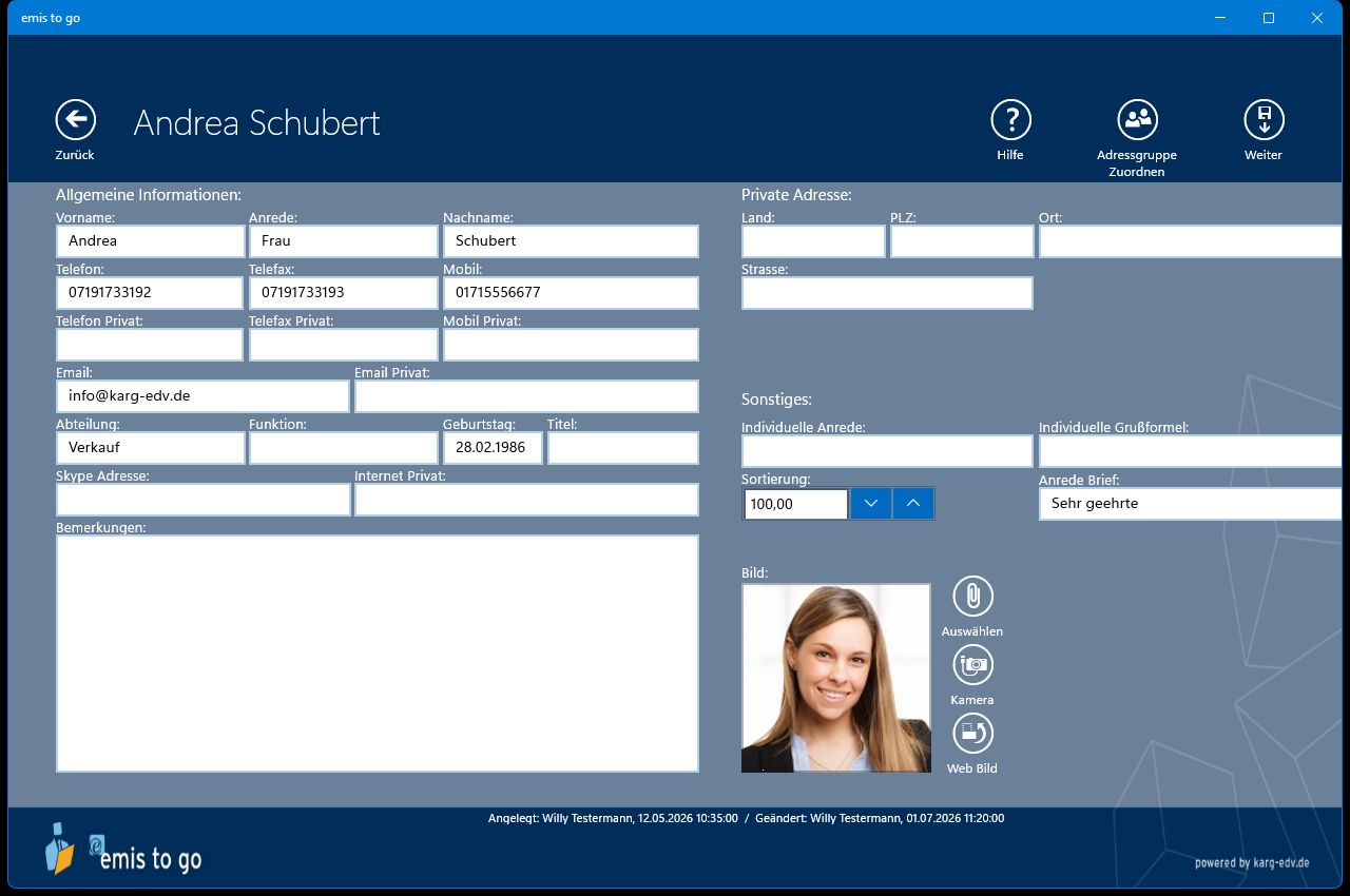 Ansprechpartner bearbeiten