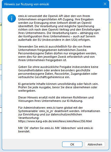 Hinweis zur Nutzung von emis.ki