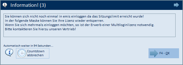 Sitzungslimit erreicht