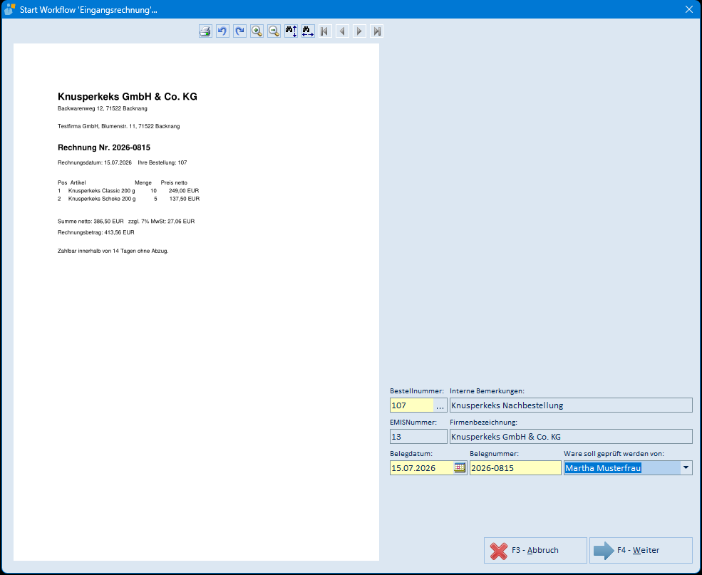 Workflow Eingangsrechnung