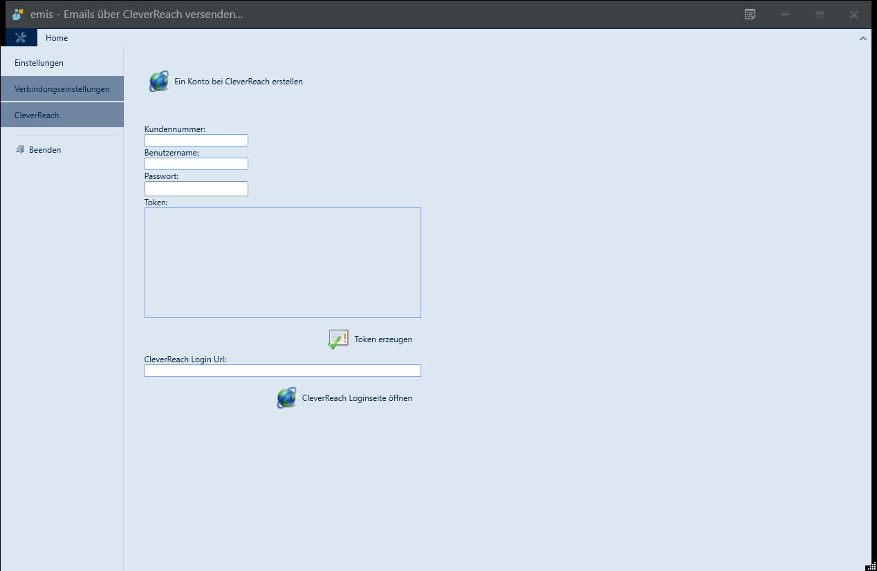 Einstellungen des emis.cleverreach-Tools
