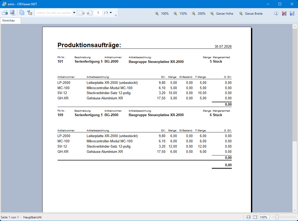 Offene Produktionsaufträge