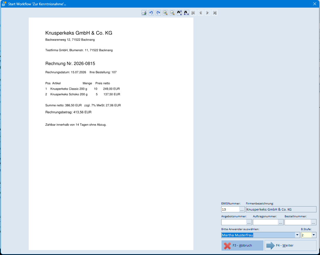 Workflow Zur Kenntnisnahme
