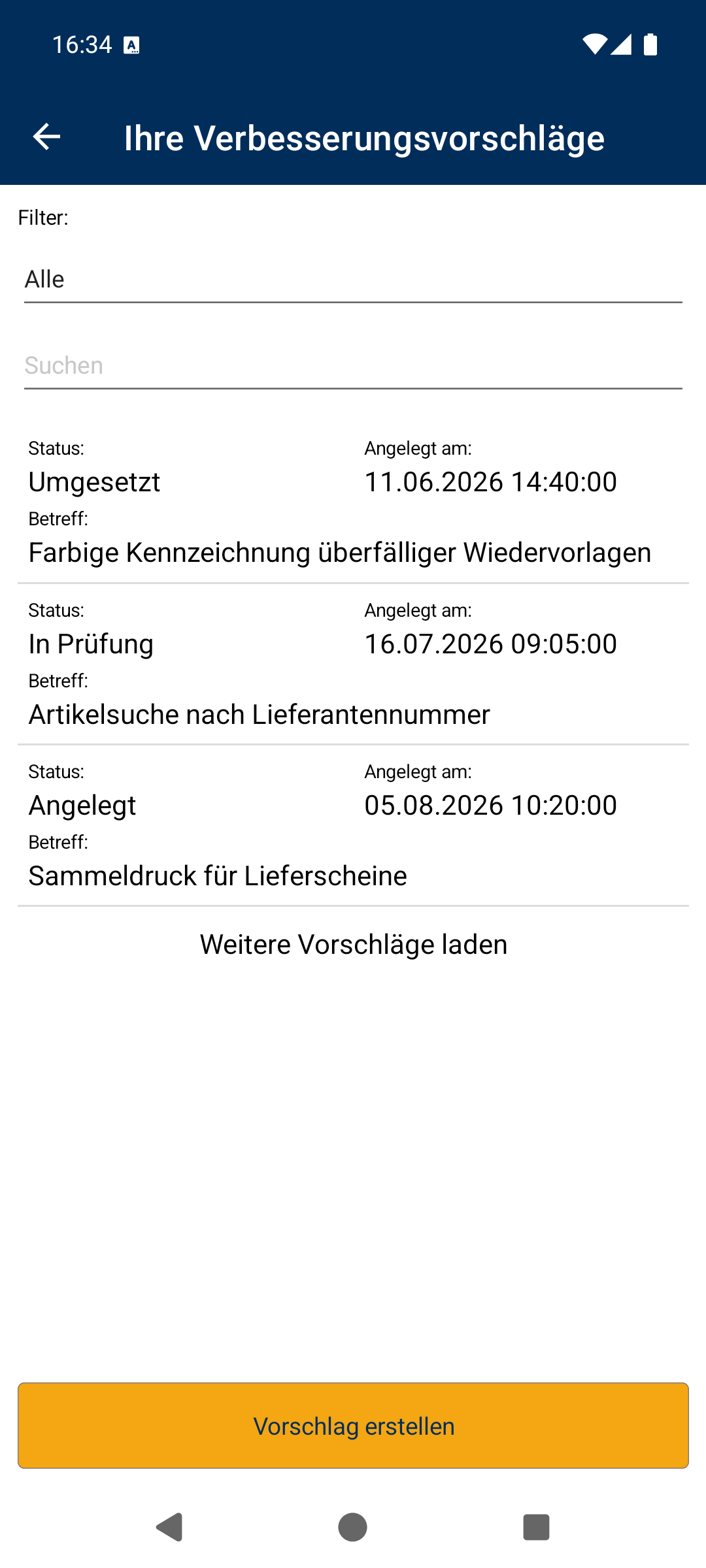 Ihre Verbesserungsvorschläge