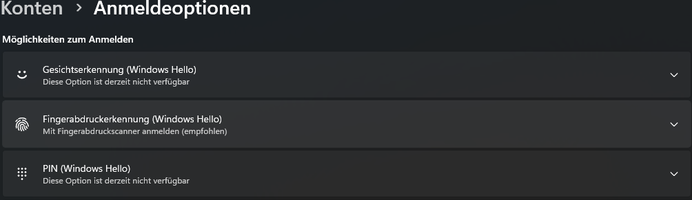 Windows-Anmeldeoptionen