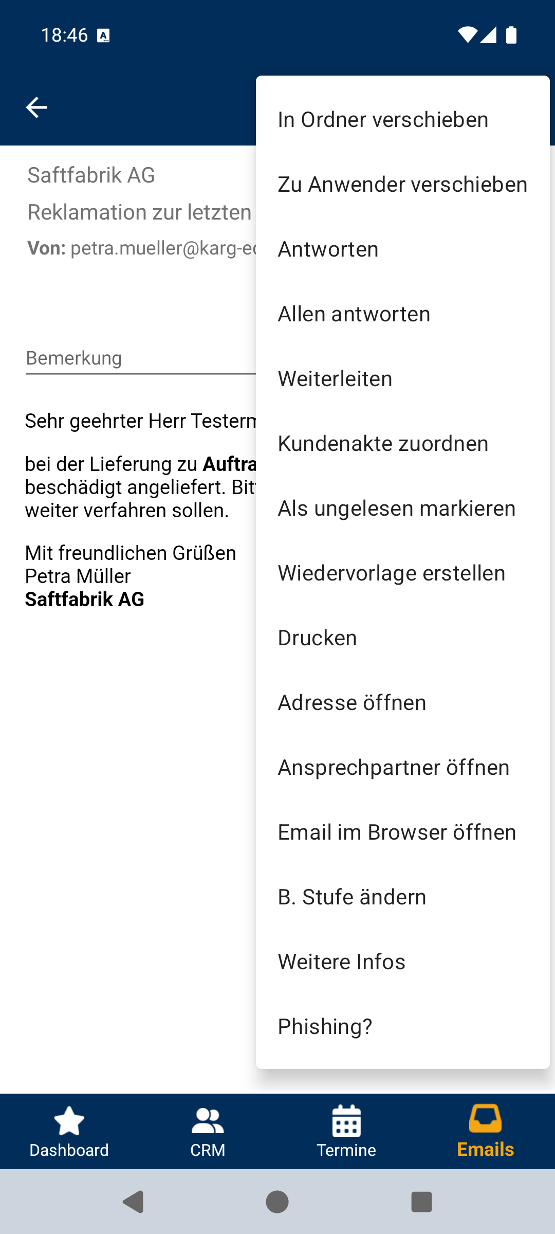 E-Mail – Menü