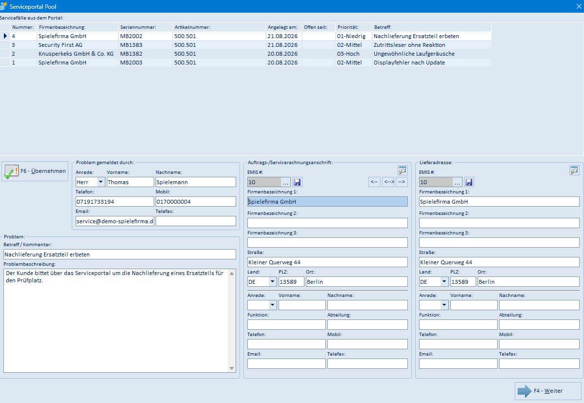 Serviceportal Pool