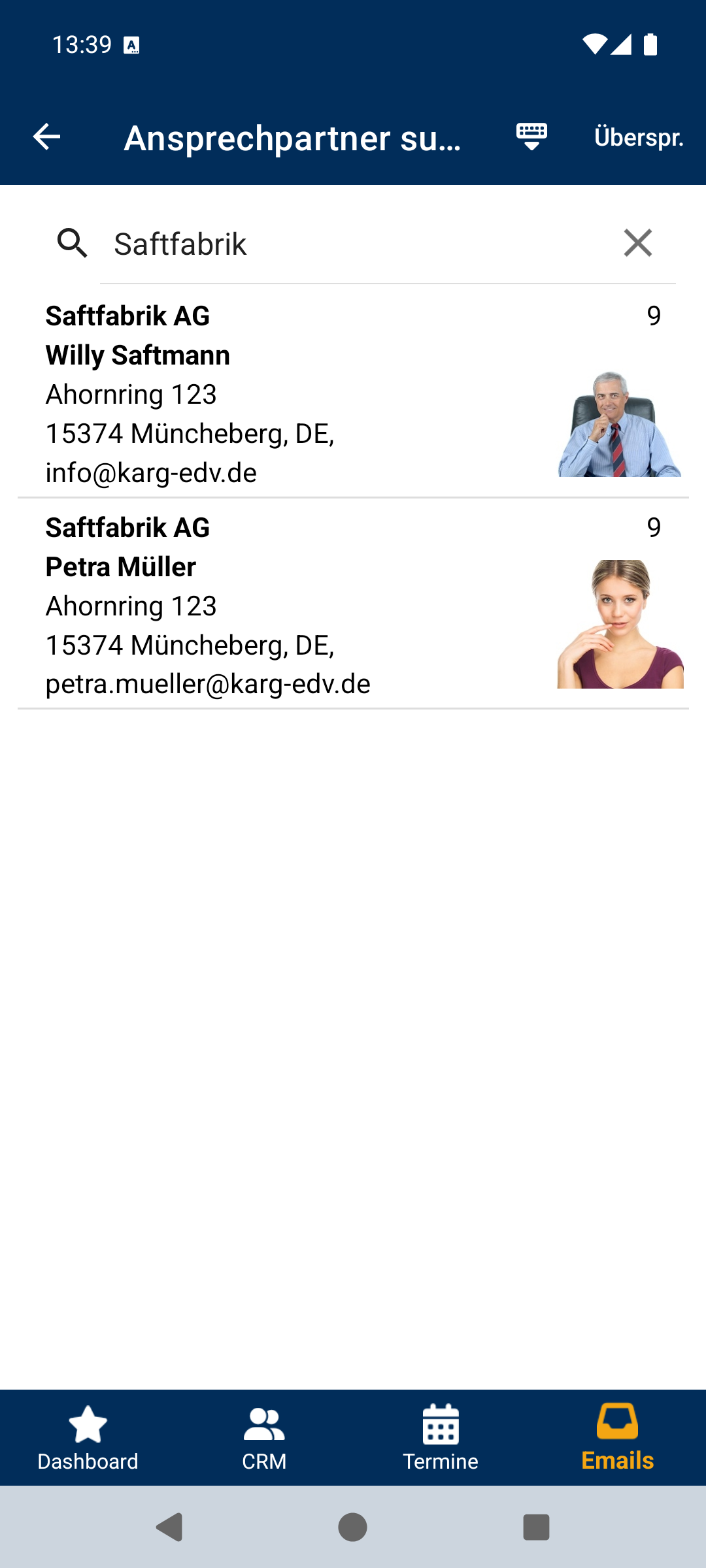 Adresse wählen
