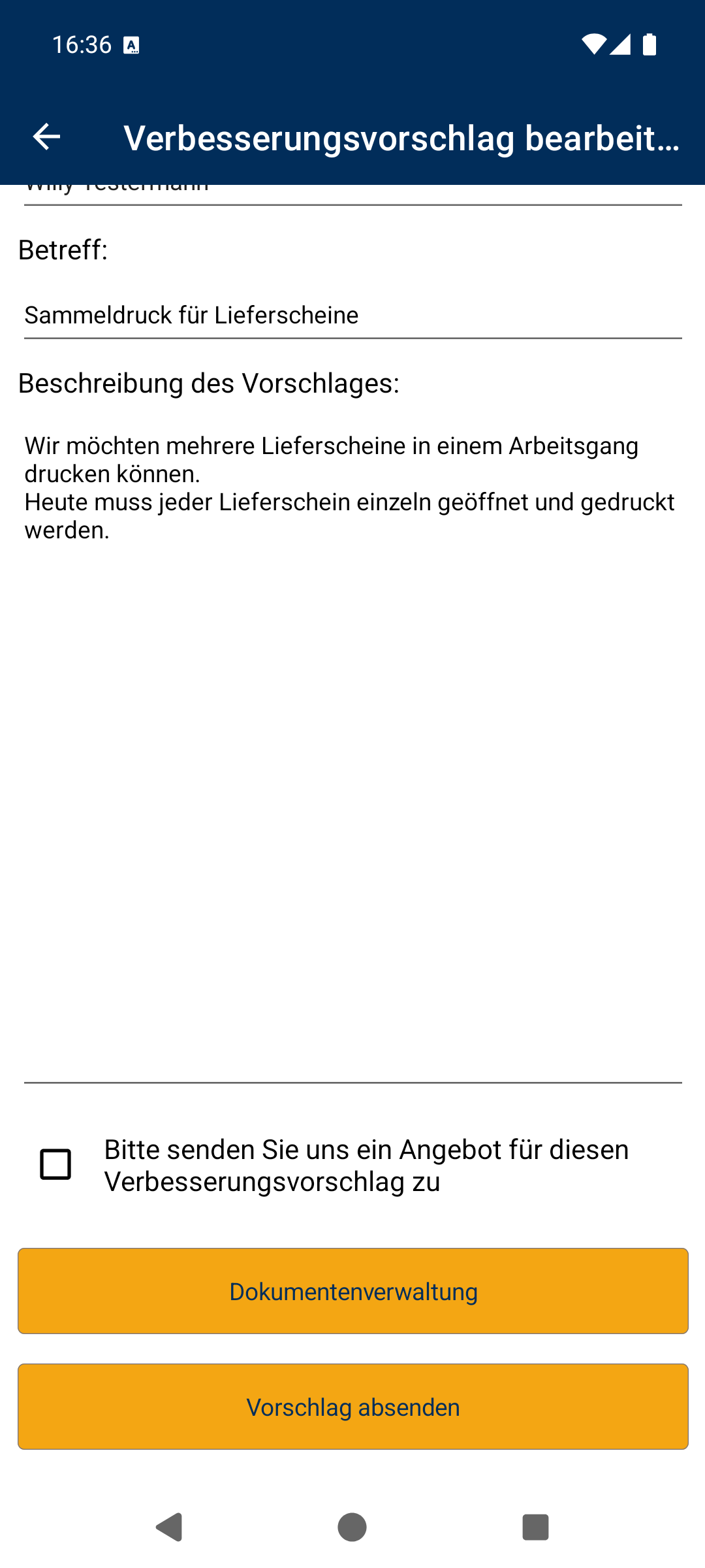 Verbesserungsvorschlag, unterer Teil
