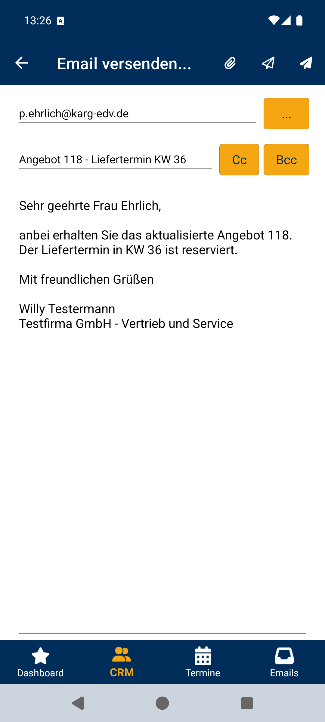 Email versenden