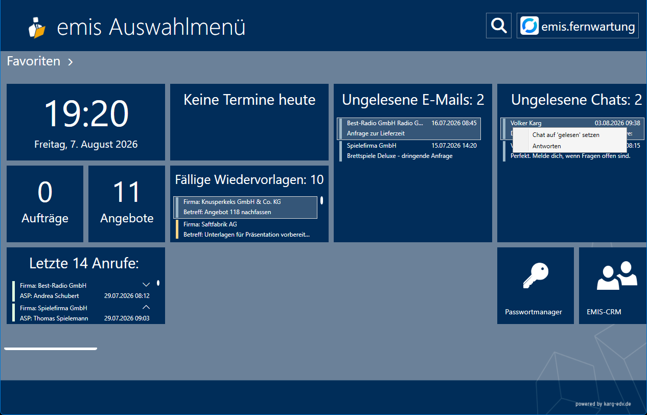 Kontextmenü im Chat-Widget