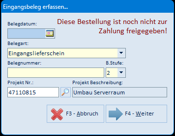 Eingangsbeleg erfassen