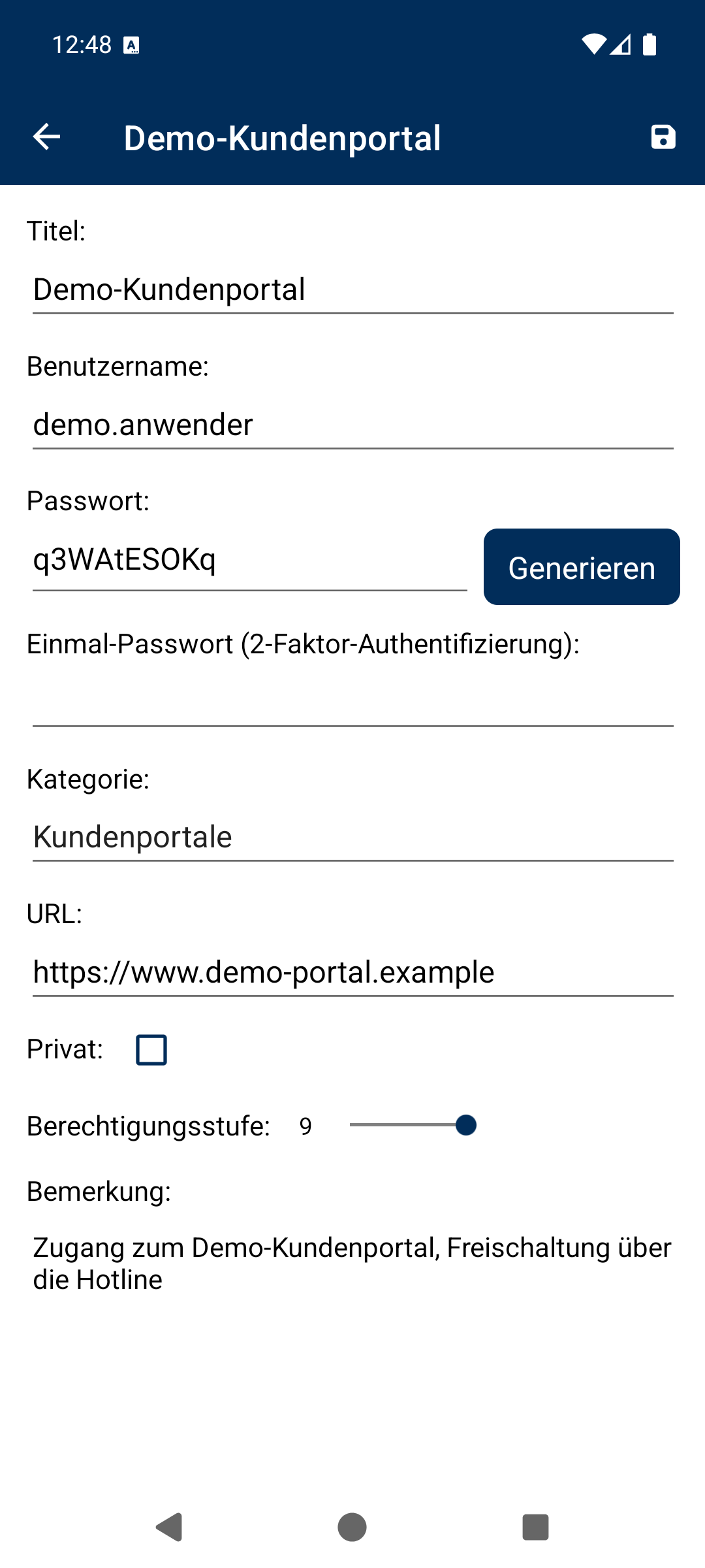 Passwort bearbeiten