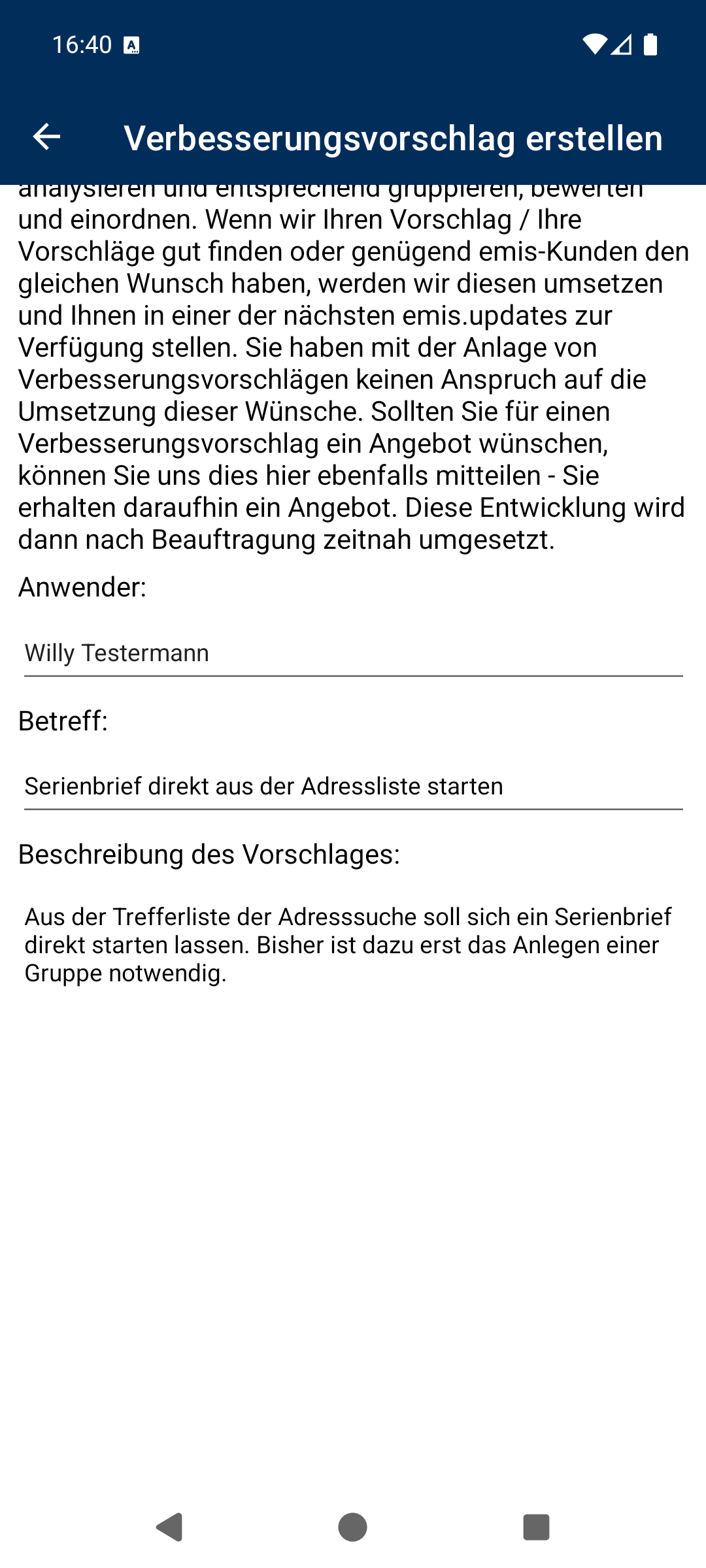 Vorschlag erstellen