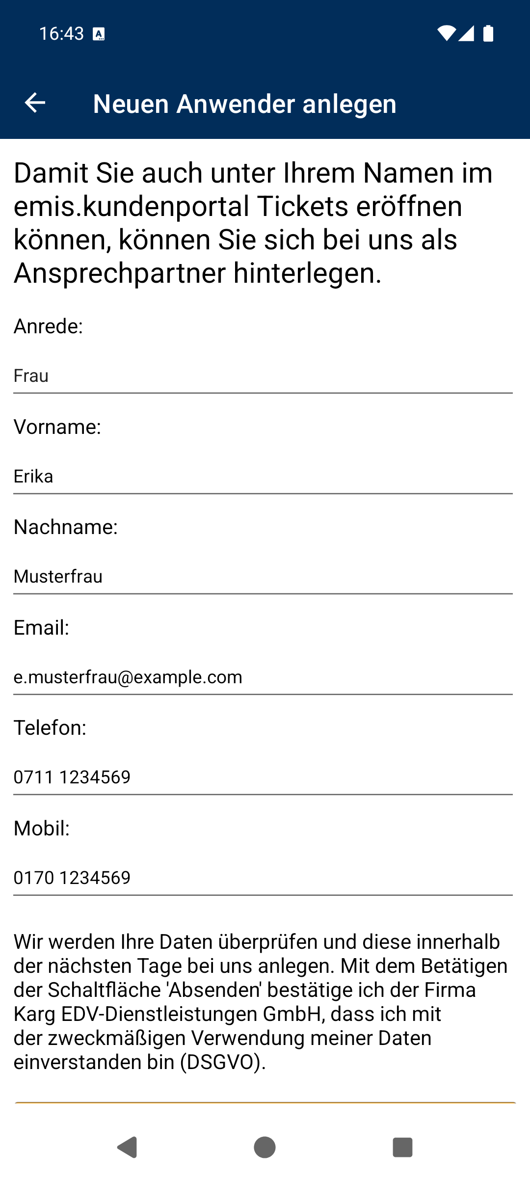 Neuen Anwender anlegen