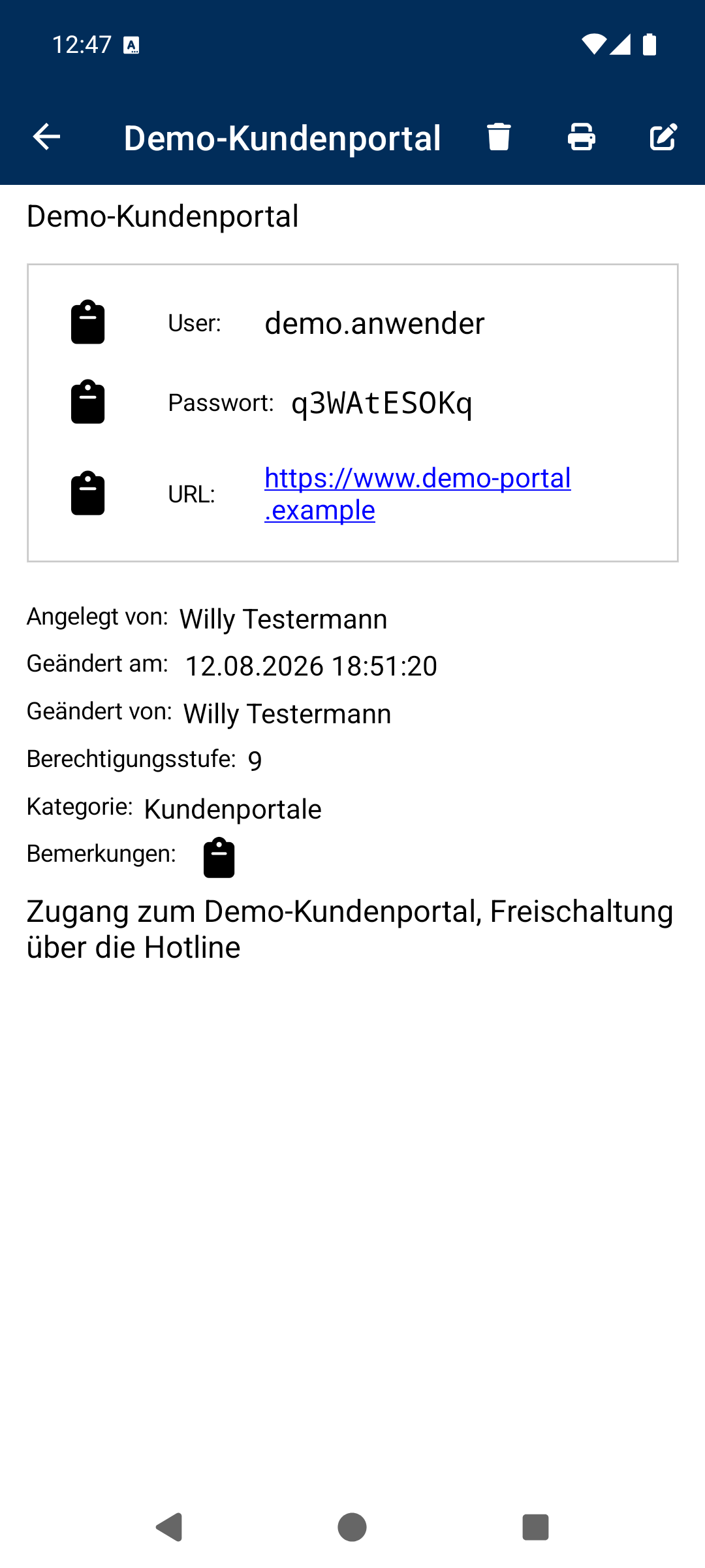 Passwort – Details