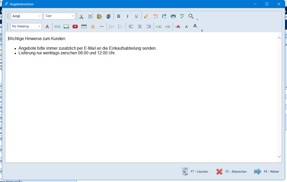Angebotsnotizen