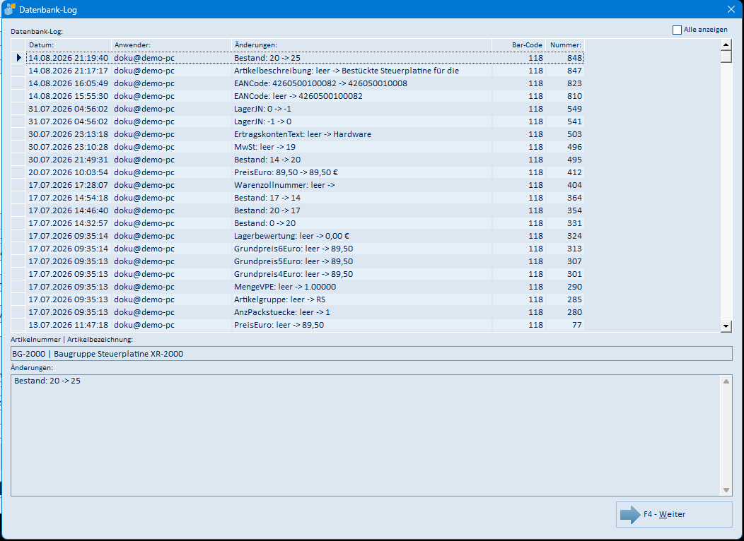 Datenbank-Log