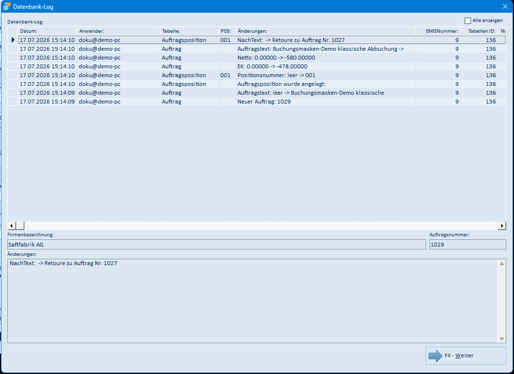 Datenbank-Log