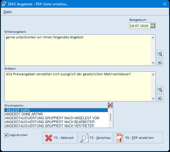 PDF-Datei erstellen