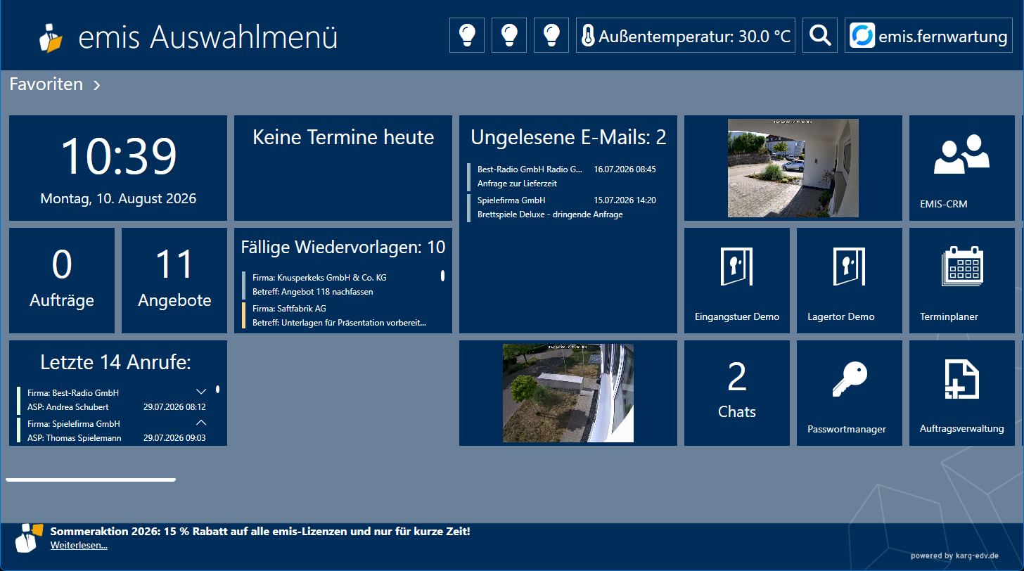 Smart-Home-Schaltflächen in der Kopfleiste