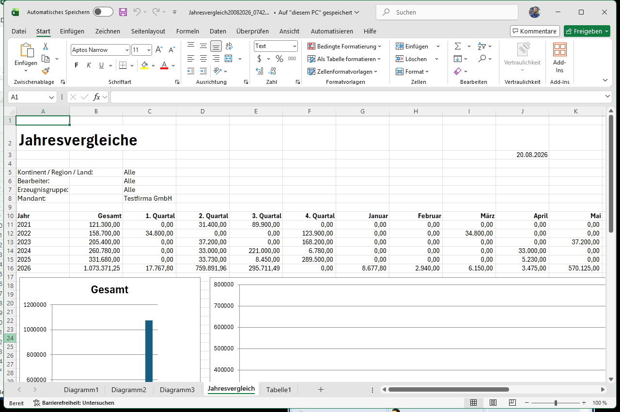 Excel-Mappe Jahresvergleich