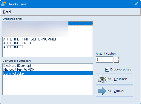 Etiketten-Druckauswahl