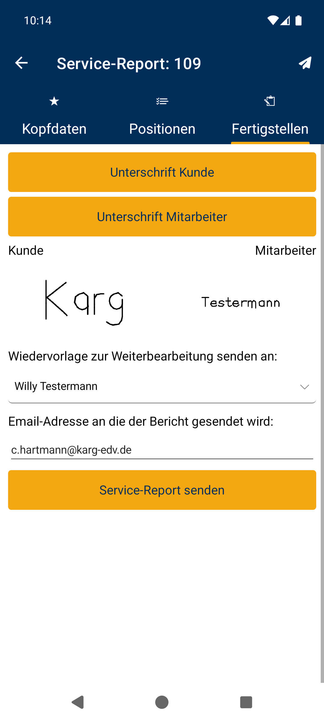 Service-Report – Fertigstellen