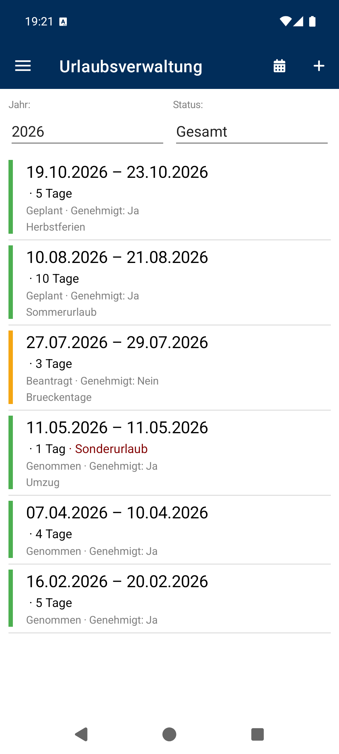 Urlaubsverwaltung
