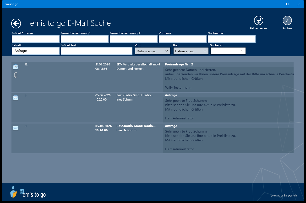 E-Mail-Suche