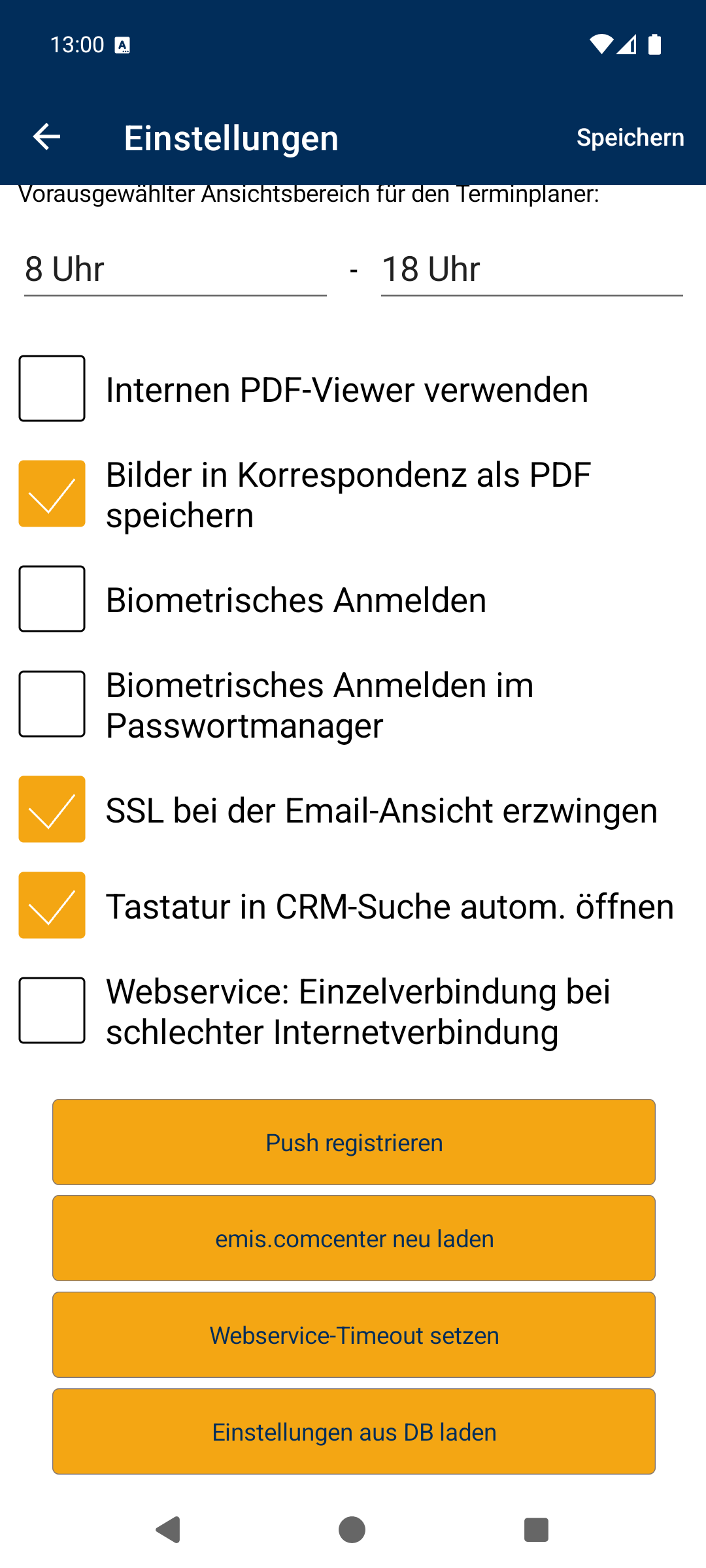 Einstellungen – unterer Teil