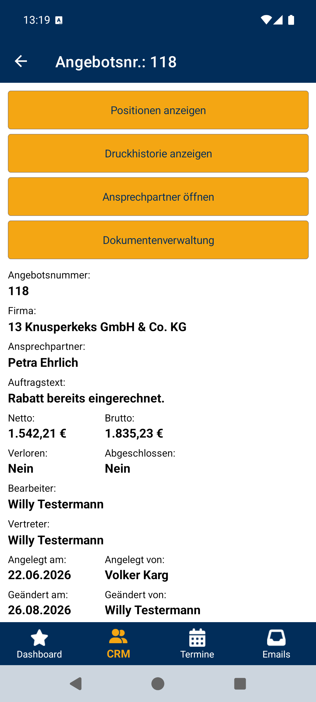 Angebot – Details