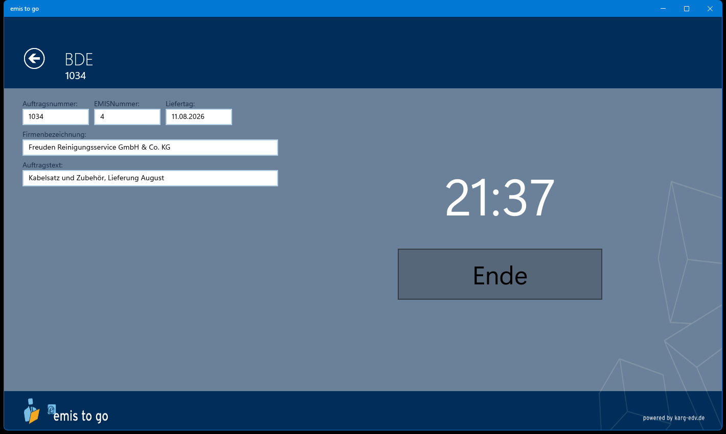 BDE, Zeit beenden